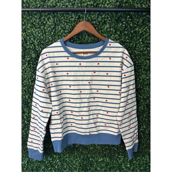 PACT WOMENS SCATTERED HEARTS SLOUCHY SWEATSHIRT SZ SMALL NWT - Picture 1 of 4